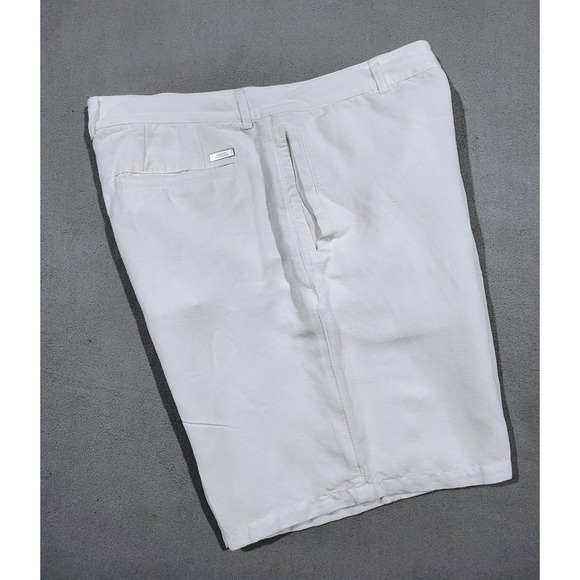 Armani Exchange Shorts Linen Blend Mens 36 White Chino - Picture 1 of 10